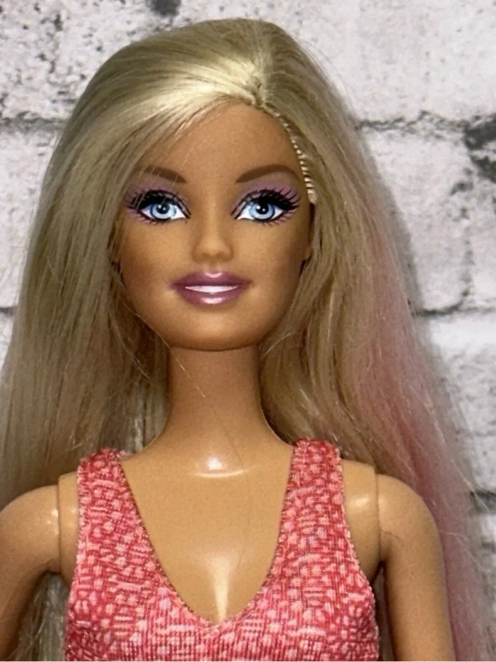 Barbie Doll Blonde Hair with Highlights 2000s Restyled Dress Shoes Purse